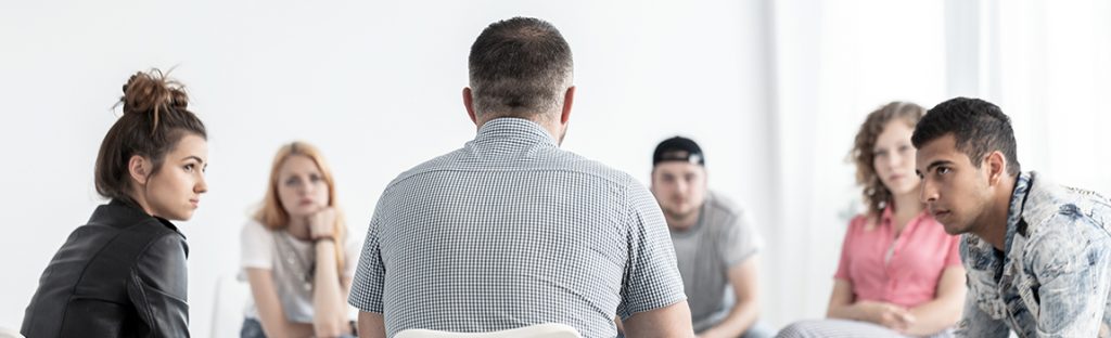 Inpatient Rehab - A group of young adults for therapy during their inpatient rehab for addiction.